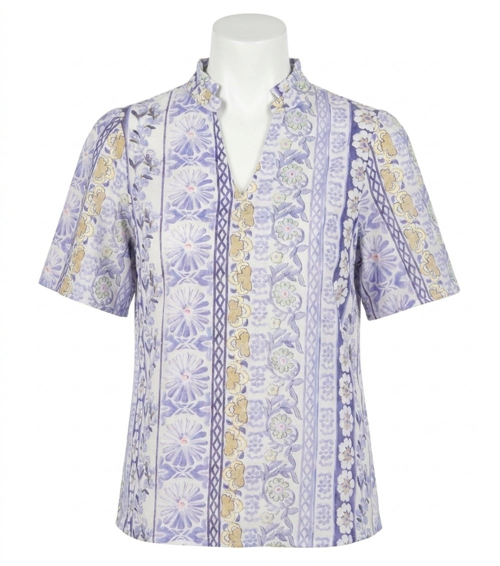 NEW VOY floral ruffle collar days top in lavender